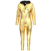 Shiny Hooded Catsuit - Gold