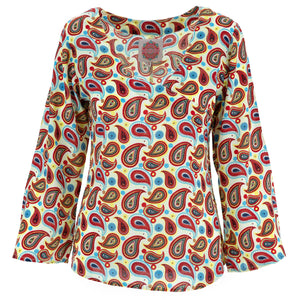 Wrap Top with Flared Sleeve - Amazing Paisley