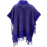 Soft Vegan Wool Hooded Tibet Poncho - Dark Purple Blue