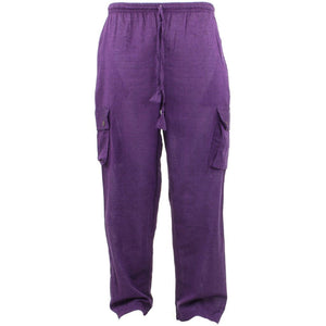 Pantalon cargo népalais classique léger en coton uni - violet
