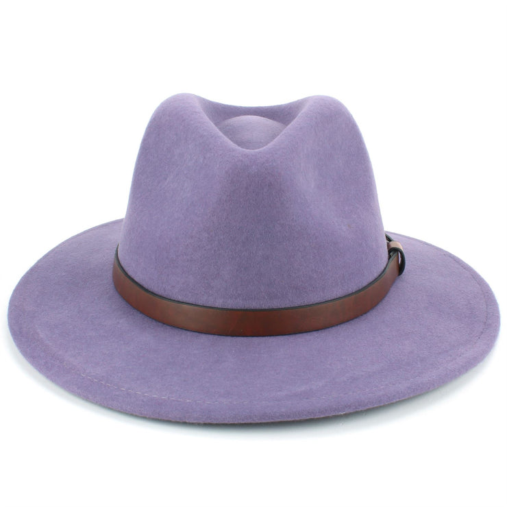 Wool Felt Fedora with Leather Band - Lilac