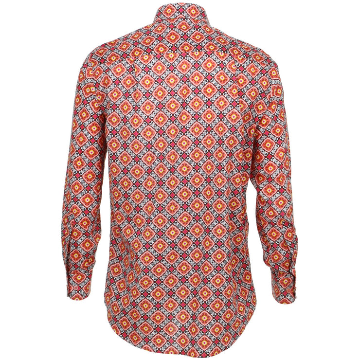 Regular Fit Long Sleeve Shirt - Orange Diamond Abstract
