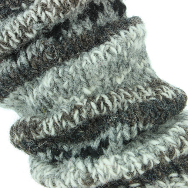 Chunky Wool Knit Abstract Pattern Leg Warmers - 17 Grey
