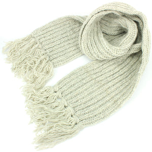 Écharpe en grosse laine - uni - gris clair