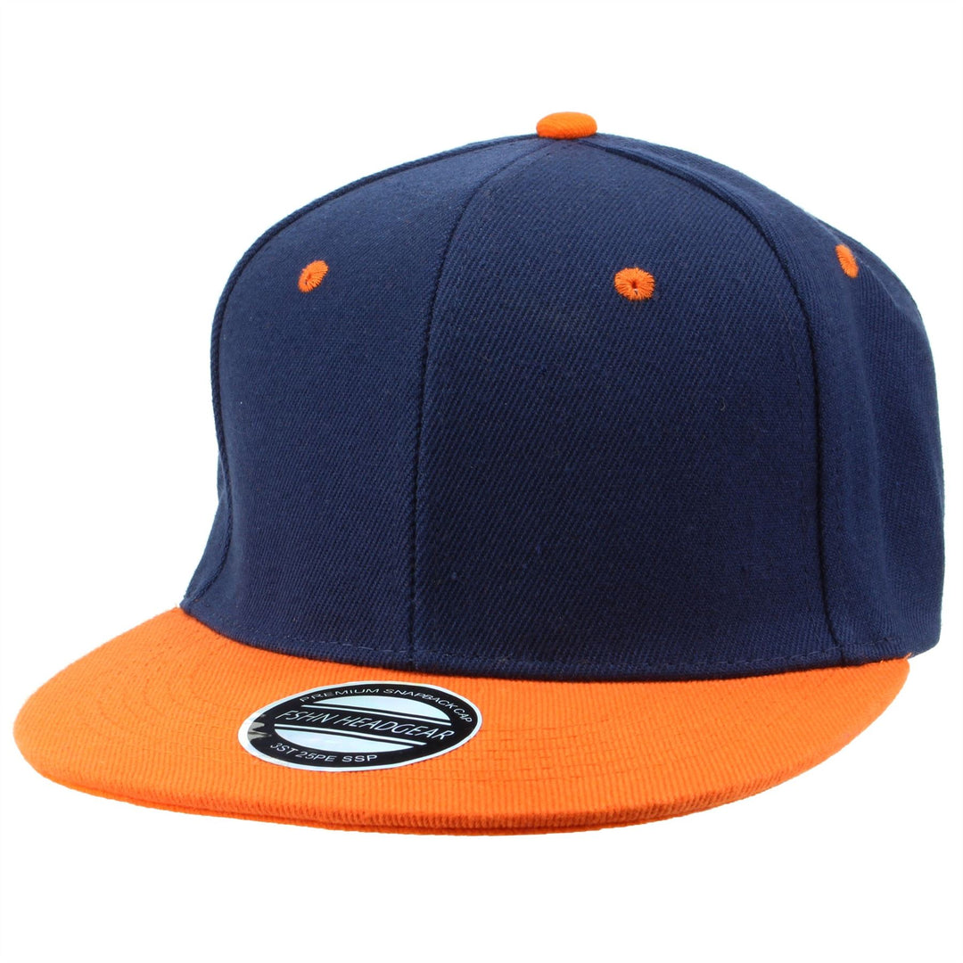 Contrast Peak Snapback Flat Peak Cap - Navy & Orange