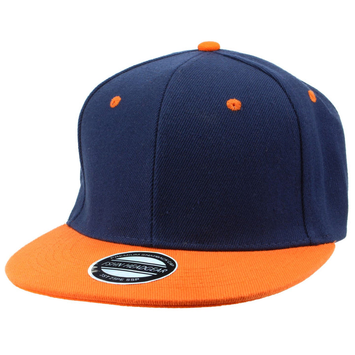 Contrast Peak Snapback Flat Peak Cap - Navy & Orange