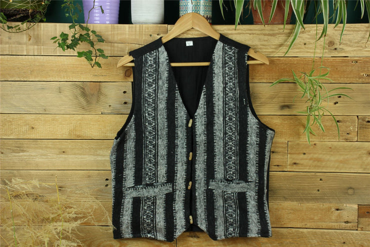 Brushed Cotton Waistcoat - Black White