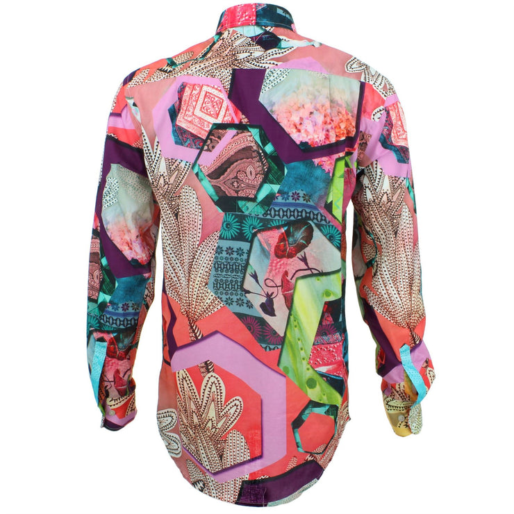 Regular Fit Long Sleeve Shirt - Pink & Red Abstract Cactus