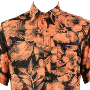 Regular Fit Short Sleeve Shirt - Orange & Black Floral