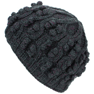 Acrylic Knit Beanie Hat - Charcoal Grey