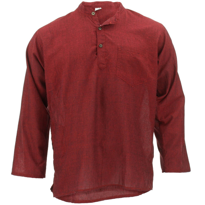 Long Sleeve Grandad Shirt - Red