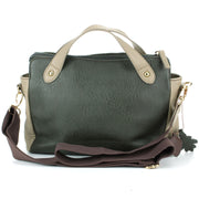 Tweed Cross Body Messenger Shoulder Satchel Bag Handbag - Green & Brown