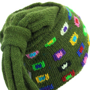 Wool Knit Fountain Tassels Hat - SQ Green
