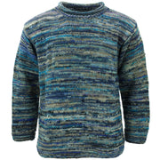 Chunky Wool Space Dye Knit Jumper - Blue Grey