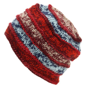 Bonnet en laine tricoté à la main - 17 rouge