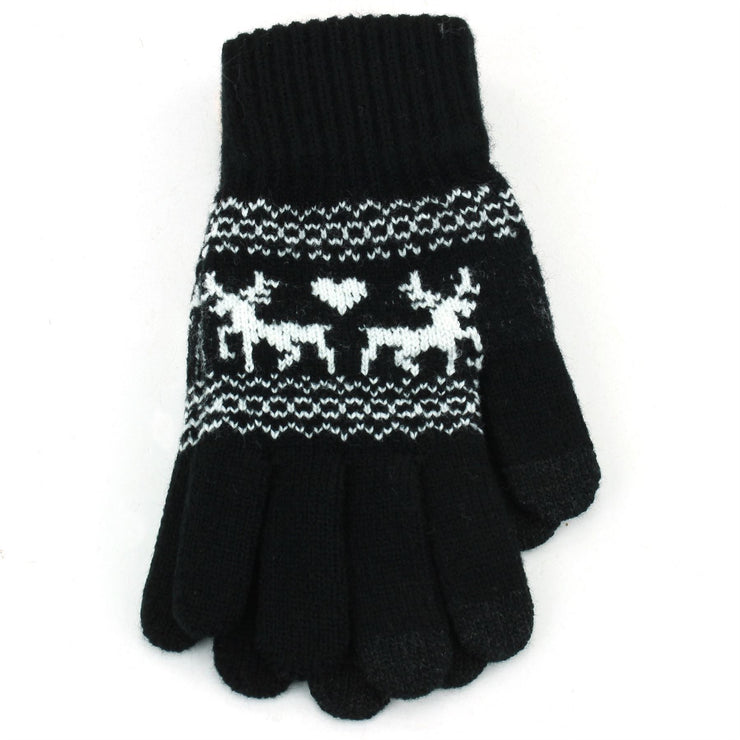 Reindeer Touch Screen Gloves - Black