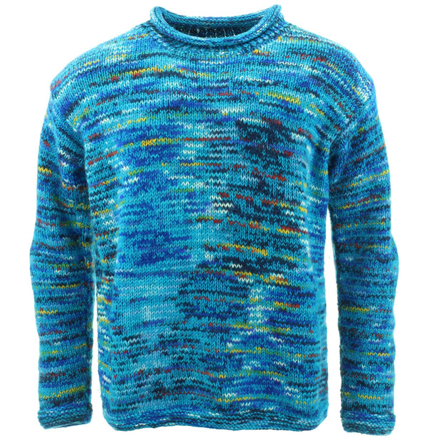 Chunky Wool Knit Jumper Space Dye - SD Bright Blue Mix