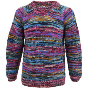 Pull de teinture spatiale en tricot de laine épaisse - teinture spatiale rose