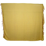 Striped Cotton Blanket With Tassel Edging - Sand