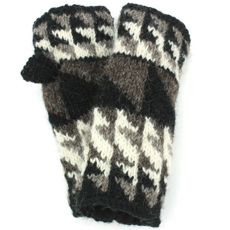 Wool Knit Arm Warmer - Triangles - Black