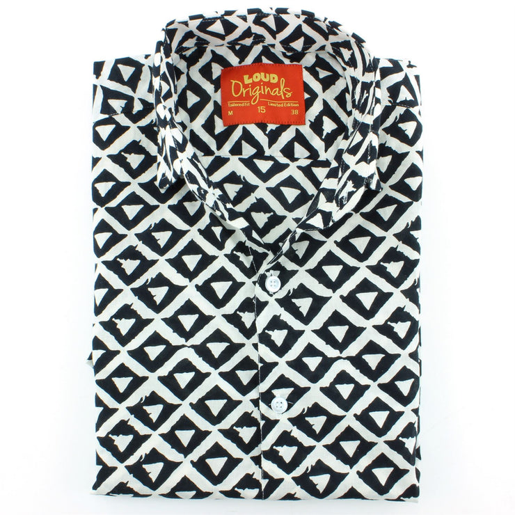 Tailored Fit Long Sleeve Shirt - Block Print - Triangles