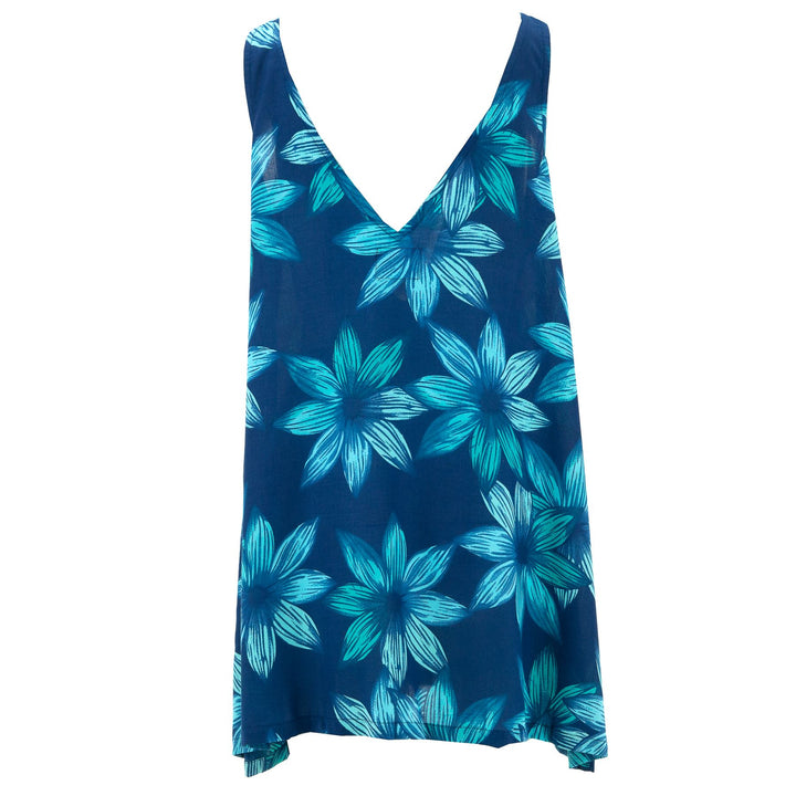 Floaty Asymmetrical Summer Dress - Blue Lillies