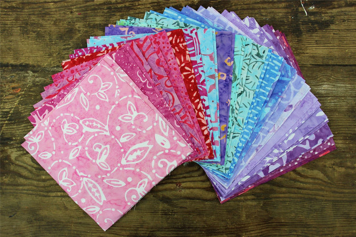 Charm Pack - 40 x 5" Squares of Cotton Batik
