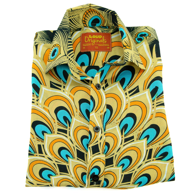 Regular Fit Short Sleeve Shirt - Peacock Mandala - Yellow