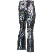 Shiny Metallic Flares Trousers - Zebra