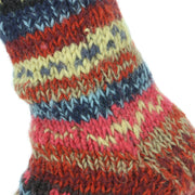 Chunky Wool Knit Abstract Pattern Fleece Lined Socks - 17 Red
