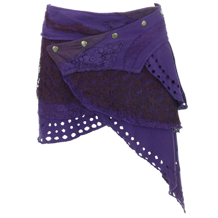 Asymmetric Short Popper Skirt - Purple