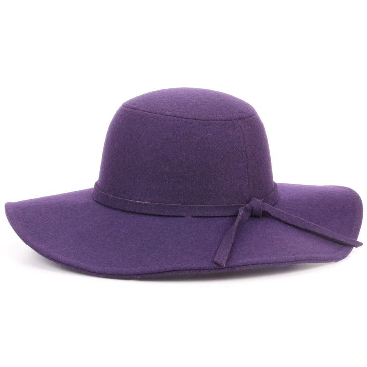 Wool felt wide brim floppy hat - Purple (One Size)