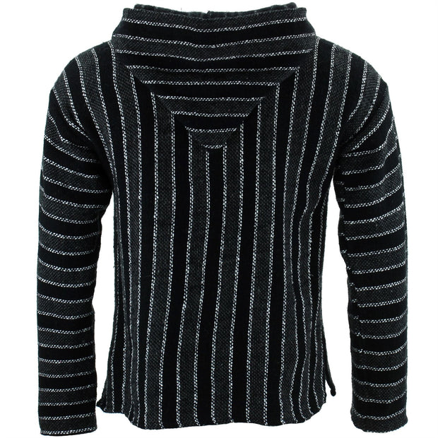 Mexican Baja Jerga Hoody - Stormy Grey Stripe