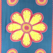 Viscose Rayon Sarong - Flower mandala - Blue & Yellow