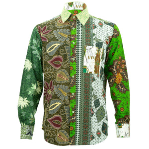 Regular fit langærmet skjorte - tilfældig blandet panel batik