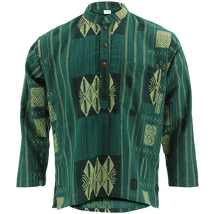 Kraftig naga grandad kurta skjorte i bomuld - grøn