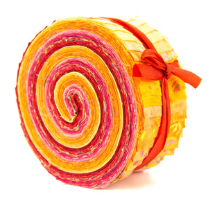 Cotton Batik Pre Cut Fabric Bundles - Jelly Roll - Fire Red
