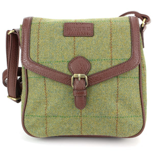 Tweed cross body messenger skuldertaske håndtaske - mellemgrøn