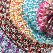 Colourful Lattice Knit Beanie Hat - Purple
