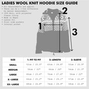 Hand Knitted Wool Hooded Jacket Cardigan Ladies Cut - Stripe Natural