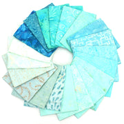 Cotton Batik Pre Cut Fabric Bundles - Fat Quarter - Light Blues