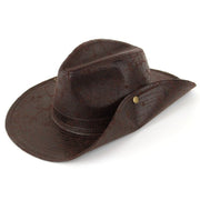 Leather effect fedora with neck cord - Brown
