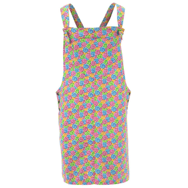 Chic Tea Shift Dungaree Dress - Swirling Candy