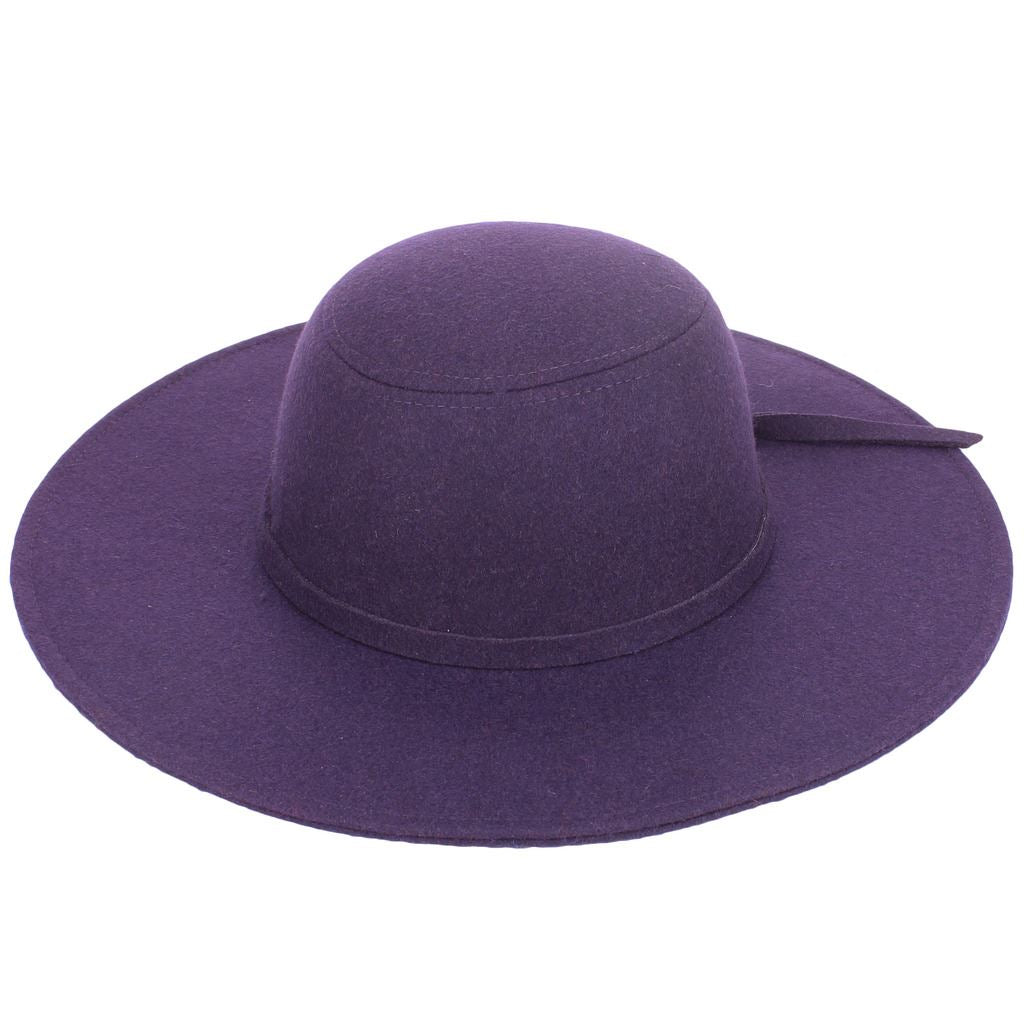 Wool felt wide brim floppy hat - Purple (One Size)