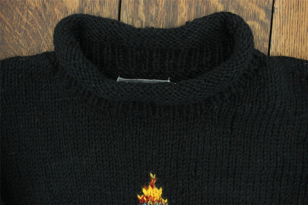 Chunky Wool Knit Star Jumper - Black & Rainbow Space Dye