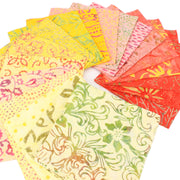 Cotton Batik Charm Pack Pre Cut Fabric Bundle - Yellows to Reds