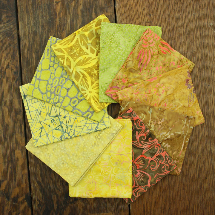 Fat Quarter - 10 Pieces of 19" x 20" Cotton Batik