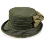 Ladies Wax Hat with Tweed Bow - Olive