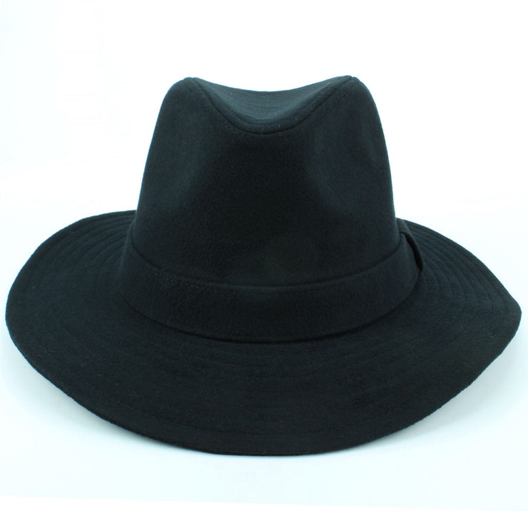 Wool Fedora Trilby Hat with Floppy Brim - Black