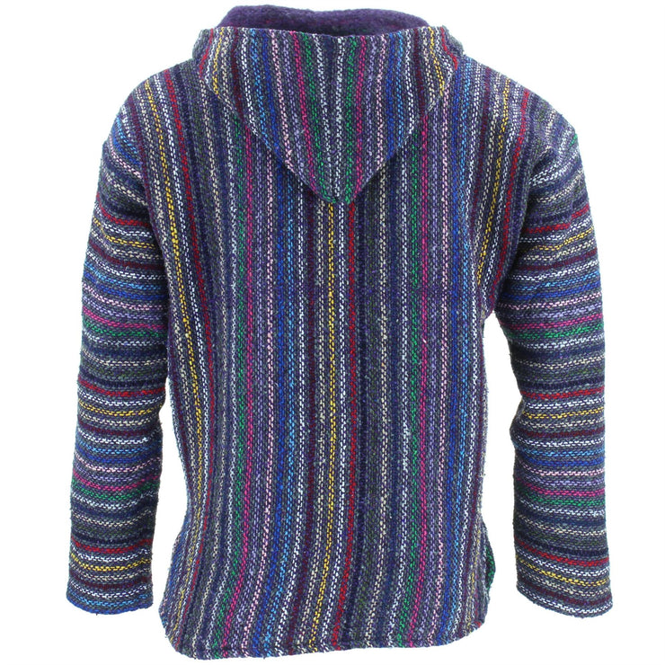 Mexican Baja Jerga Hoody - Purple Vibrant Stripe